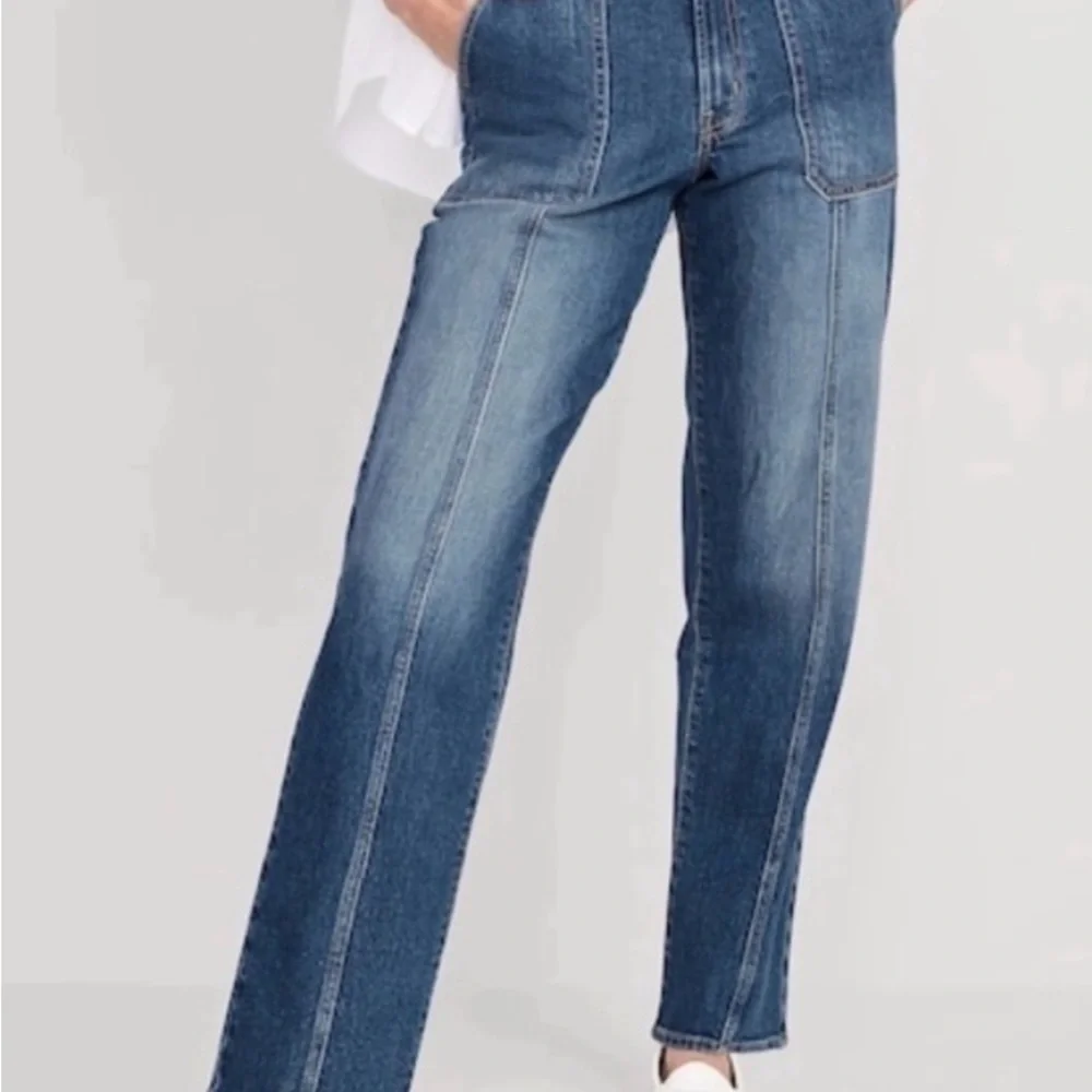 Old Navy Women's SZ 4 OG Loose High Rise Boyfriend Jeans Front Patch Pockets